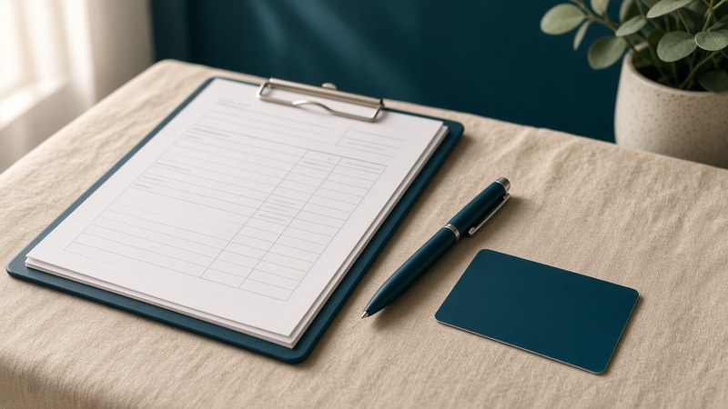 Patient reviewing a hospital cost estimate and insurance card