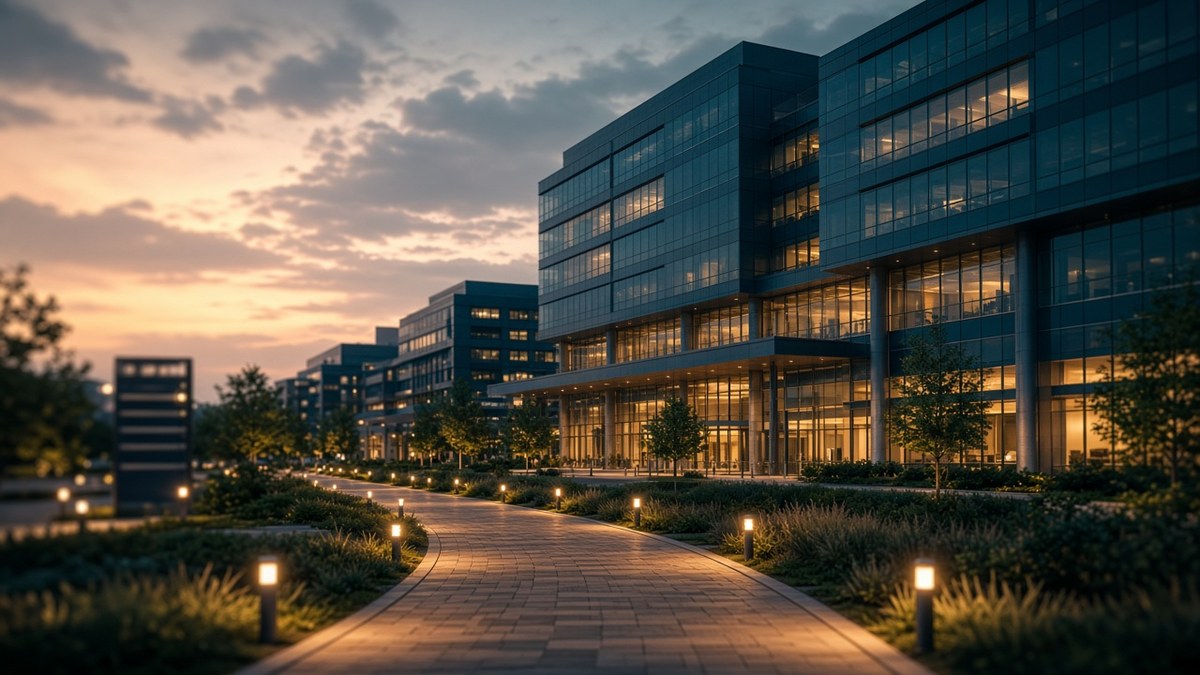 Hospital entrance with insurance network directory concept