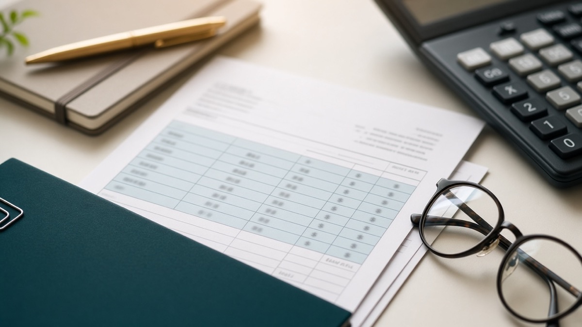 Person reviewing a detailed hospital bill at a kitchen table